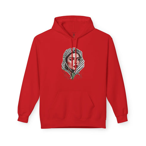 Palestine Woman Art Hoodie Unisex - Keffiyeh Scarf Dual-Sided Graphic Pullover